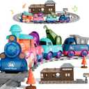 Electric Train Set for Toddlers, Magnetic Train Toys with Light and Music, Toddler Train Track Playset 3-5, Christmas Birthday Gifts for 3 4 5 Years Old Boys Girls