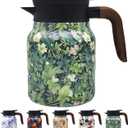 Vintage Pattern Coffee Carafes, 35 Oz/1 Liter  Hot and Cold with Infuser, Perfect for Parties/Home Us (Green Flower)