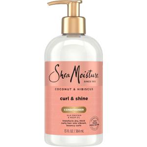 SheaMoisture Coconut & Hibiscus Curl & Shine Conditioner for Thick, Curly Hair with Silk Protein & Neem Oil to Moisturize & Soften 384mL