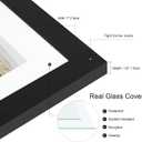 Hongkee 12x12 Picture Frame Set of 4 - Made of Glass and Black Wooden Frame, Display Square Pictures 10x10 with Mat or 12 x 12 without Mat, Desktop & Wall Collage Photo Frame, 12x12 in