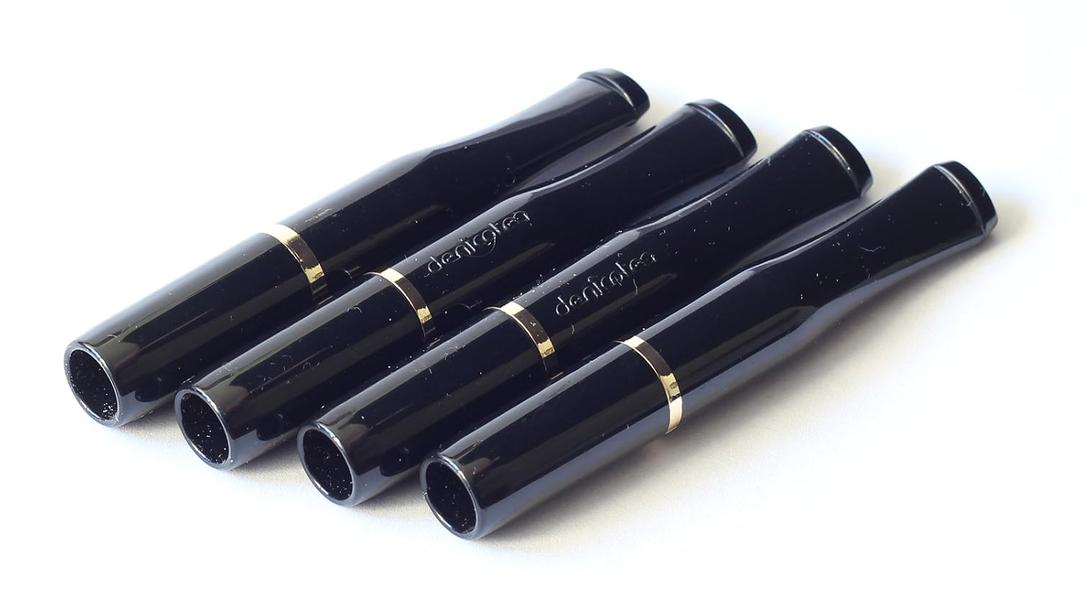 4 x DENICOTEA Cigarette Holders Black Color + Golden Colored Ring