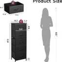 WLIVE Tall Dresser for Bedroom, 5 Drawer Dresser, Charcoal Black, 11.8"D x 15.7"W x 47.5"H