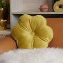 ARTMAGIC Flower Shaped Velvet Decorative Throw Pillow Cushion Ultra Soft Cute Floor Pillow for Couch Bed Sofa (Chartreuse)