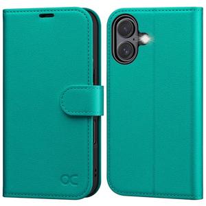 OCASE for iPhone 17 Wallet Case, PU Leather Flip Cover with Card Holder, RFID Blocking, Kickstand, Magnetic Closure, Protective Phone Case for iPhone 17 6.3-Inch 2025, Blue Green