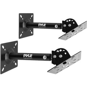 Pyle Universal Speaker Mounting Bracket - Ceiling & Wall Speaker Mount with Adjustable Swivel Tilt, 13.4" Retractable Telescopic Arm, 75 lbs Max Load - Ideal for Home Surround Sound Systems (Pair)