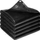 Reinforced PE Pond Liner 25 x 30 FT, 28 Mil Sun Resistant Preformed Pond Liner, Hemmed Edge with Buttonholes Liner for Outdoor Large Ponds, Fish/KOI/Duck Pond, Garden Waterfall, Waterscape, Black