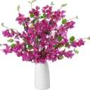 10 Pcs Artificial Bougainvillea Flowers  30" Faux Bougainvillea Branches with Silk Petals, Realistic Single Stem Bougainvillea for Home Wedding Table Party & DIY Floral Decor (Purple)