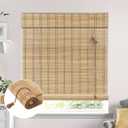 No Drill Bamboo Blinds for Interior Windows, Bamboo Shades for Indoor Windows, Roller Shades for Indoor Window and Outdoor Patio, Easy to Install for Home & Porches