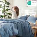 Litanika Full Size Comforter Sets Grayish Blue, 3 Pieces Lightweight Solid Bedding Comforter Set, All Season Fluffy Bed Set (79x90In Comforter & 2 Pillowcases)