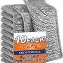 COBETE Non Scratch Wire Dishcloth,Double-Layer Wire Dishwashing Rags for Wet and Dry,Wire Miracle Cleaning Towels and Dish Cloths Multipurpose for Washing Dishes,Cookware, Sinks,Stove Tops,Pack of 10