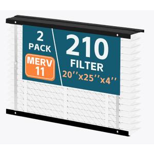 2-Pack 210 Replacement Filter, MERV 11, Compatible with AprilAire Whole House Air Purifiers Models 1210, 1620, 2210, 2216, 3210, 4200, 20x25x4 In