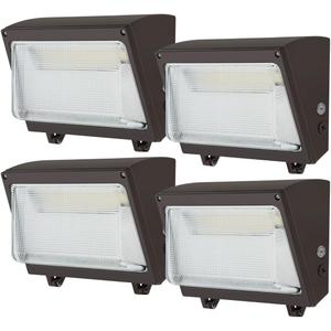 120W LED Wall Pack Light, 120W/100W/80W Switchable, 3000K/4000K/5000K Selectable, 15600lm 120-277V IP65 0-10V Dimmable, Dusk-to-Dawn Outdoor Lighting Fixture, Exterior Wall Lights, ETL 4-Pack