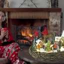 Lightahead Musical Christmas Cardinal Nest Village Carol Singing Scene Figurine with Turning Tree, Light and 8 Melodies