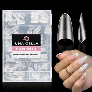 UNA GELLA Medium Almond Gel Nail Tips: Full Matte Almond Shape Nail Tips Half Cover 216pcs Medium Almonds Press On Nails DIY Salon for Fake Acrylic False Nails 12 Sizes, Saving Design Gelly Tips