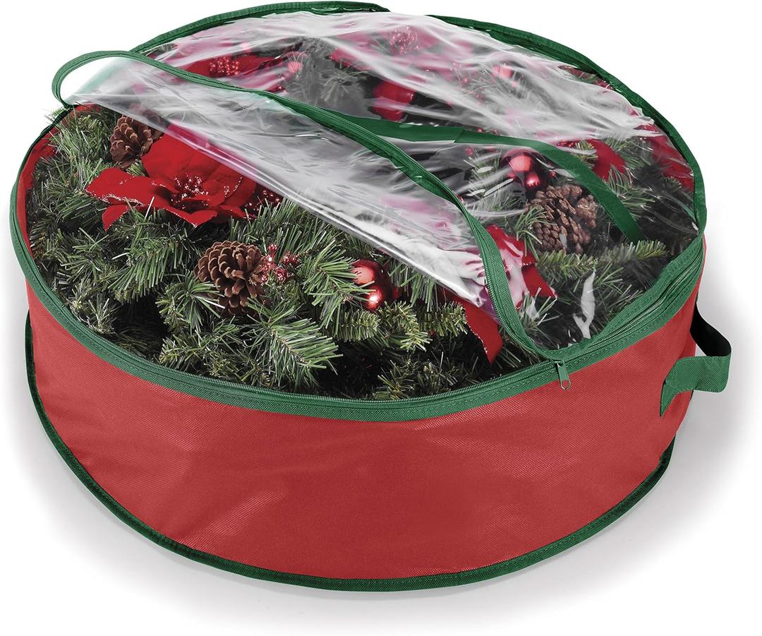 Whitmor Wreath and Garland Bag for 30-Inch Wreaths (Red)