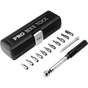 PRO BIKE TOOL Torque Wrench Set for Bikes - High-Precision 1/4 Torque Wrench with Adjustable Torque Range 2 to 20 Nm - Complete Tool Set with Allen and Torx Bits - Durable, Compact Case (Plata Mate)