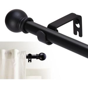 Curtain Rods for windows 32-48 inch, 5/8 inch Decorative Curtain Rod Set, Matte Black Splicing Heavy Duty Metal Curtain Rod with Brackets (32-46")