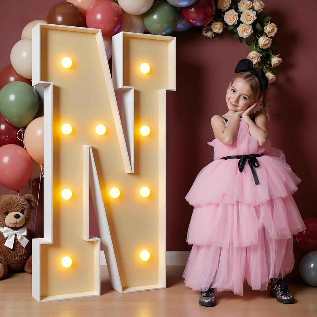 Imprsv 4FT Marquee Letters Large Light Up Letters for Birthday Party Decor Wedding Decorations, Marquee N for Party Decoration Large Signs Arch Kit Decorations