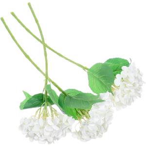 3pcs White Faux Hydrangea Flower Stems for Wedding Bouquets Home Decor and Dining Table Centerpieces Realistic Floral Arrangements for