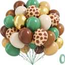 60pcs Safari Balloons, Sage Green Coffee Brown Light Brown Nude Sand White Metallic Gold Balloons for Woodland Jungle Theme Brithday Baby Shower Decorations