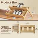 MUDEELA Bamboo Spice Rack Organizer for Cabinet, X-Shaped 2 Tier Spice Shelf Organization, Foldable Seasoning Organizer for Kitchen Counter