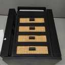 Jewelry Organizer, Rattan Jewelry Box, 5 Layer Wooden Jewelry Organizer Box with Mirror, Jewelry Boxes with 4 Drawers for Women Men, Black Jewelry Storage for Rings Earrings Necklaces Bracelets Watch