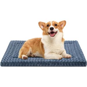 Dog Bed Mat Washable Reversible Dog Crate Pad Soft Fluffy Pet Kennel Beds with Anti-Slip Bottom Dog Cat Sleeping Mattress for Small Medium Dogs, 29x18x1.5 Inch, Gray