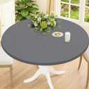 Smiry Round Spandex Tablecloth, Elastic Fitted Washable Tablecloths for 42"-50" Tables, Waterpoof Stretch Picnic Table Cover for Dining, Indoor and Outdoor, Grey