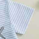 Baseball Toddler Baby Boy Girl Clothes Striped Short Sleeve T-shirt Tops Elastic Waist Shorts Set 2Pcs Summer Outfit (Blue, 12-18M)
