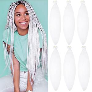 Pre Stretched Braiding Hair Extensions 26 Inch 6 Packs Braid Hair Prestretched Crochet Braids Hair Hot Water Setting High Temperature Synthetic Fiber Premium Yaki Texture(26inch,White)