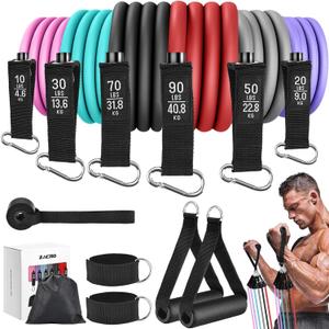 Zacro Resistance Bands for Working Out, 270 LBS Heavy Exercise Bands with Handles for Heavy Resistance Training, Home Gym Workout, Men/Women (Colorful)