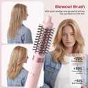MESCOMB 6 in 1 Hot Air Styler Wrap, Professional Hair Styler with Thermal Round Brush for Blowouts, Fast Drying for Blow Dry, Curling, Volumizing, Straightening, Salon Results in Minutes (Light Pink)