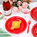 WELLIFE Red Party Plates 9 Inch -150 Count, Plastic Disposable Plates for Dinner Party Easter Mother's Day