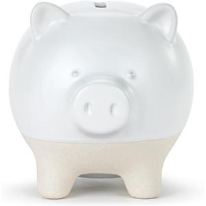 DEMDACO 5004820129 Squealy Good Saver Classic White and Tan 4 x 3.5 Inch Stoneware Savings Money Coin Bank Piggy