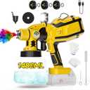 Cordless Paint Sprayer with LED Light, HVLP Spray Compatible with DEWALT 20V Battery, 1400ml Container, 4 Brass Nozzles, Paint Gun for House, Furniture, Fence, Walls[Battery Not Included]