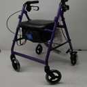 Medline Aluminum Rollator Walker with Seat, Purple, 250 lb. Weight Capacity, Lightweight, 6 Wheels, Foldable, Adjustable Handles, Rolling Walker for Seniors