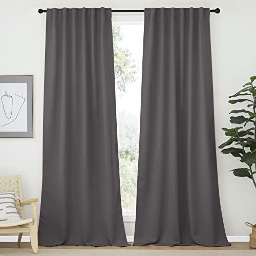 NICETOWN Blackout Curtains Shades Window Drapes - (Grey Color) W52 x L90, Double Panels, Blackout Draperies Window Treatment for Living Room