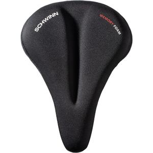 Schwinn Comfort Bike Sport Seat Cover, Sport Memory Foam Padding Dual Strap, Fits Most Seats for Standard or Stationary Bikes (Black/Memory Foam Dual Strap Sport)