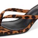 Kitten Flip Flop Thong Low Heels for Women Square Open Toe Slip On Heeled Sandals (7, Leopard)