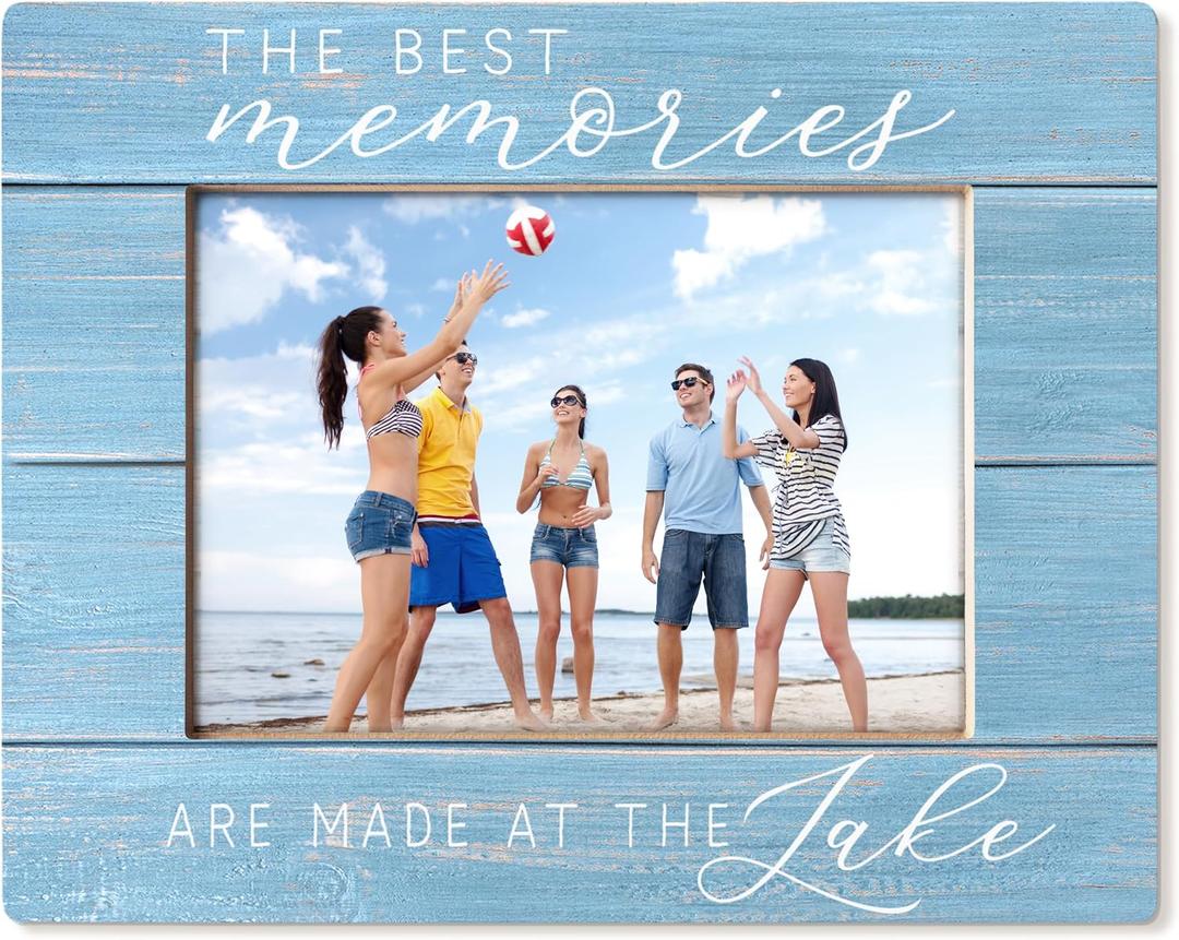 Lake Picture Frame 5x7, Gifts for Lakes Lovers, Lakes House Decor for the Home, the Best Memories Are Made at the Lake Picture Photo Frames for Tabletop Desk Decor