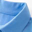 Women's V-Neck Ruffle Design Polo Shirts Short Sleeve Collared Loose Casual Tunic Blouses with Pocket (Blue, L)