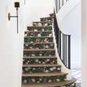 2 x HAOKHOME Peel and Stick Wallpaper Floral Removable Stick on Contact Paper for Bathroom Green/Beige/Black 17.7in x 9.8ft