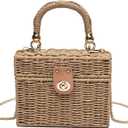 Summer Straw Purse Beach Shoulder Bags for Women Cute Wicker Woven Basket Tote Box Purse Vacation Handbag