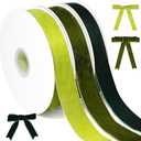 3 Rolls Christmas Velvet Ribbon, 1" Vintage Fabric Velvet Ribbon for Wrappin Wreath Bows Floral Craft, Total 30 Yards (Fruit Green, Moss Green, Dark Green, 1 Inch x 10 Yards) Pack of 2