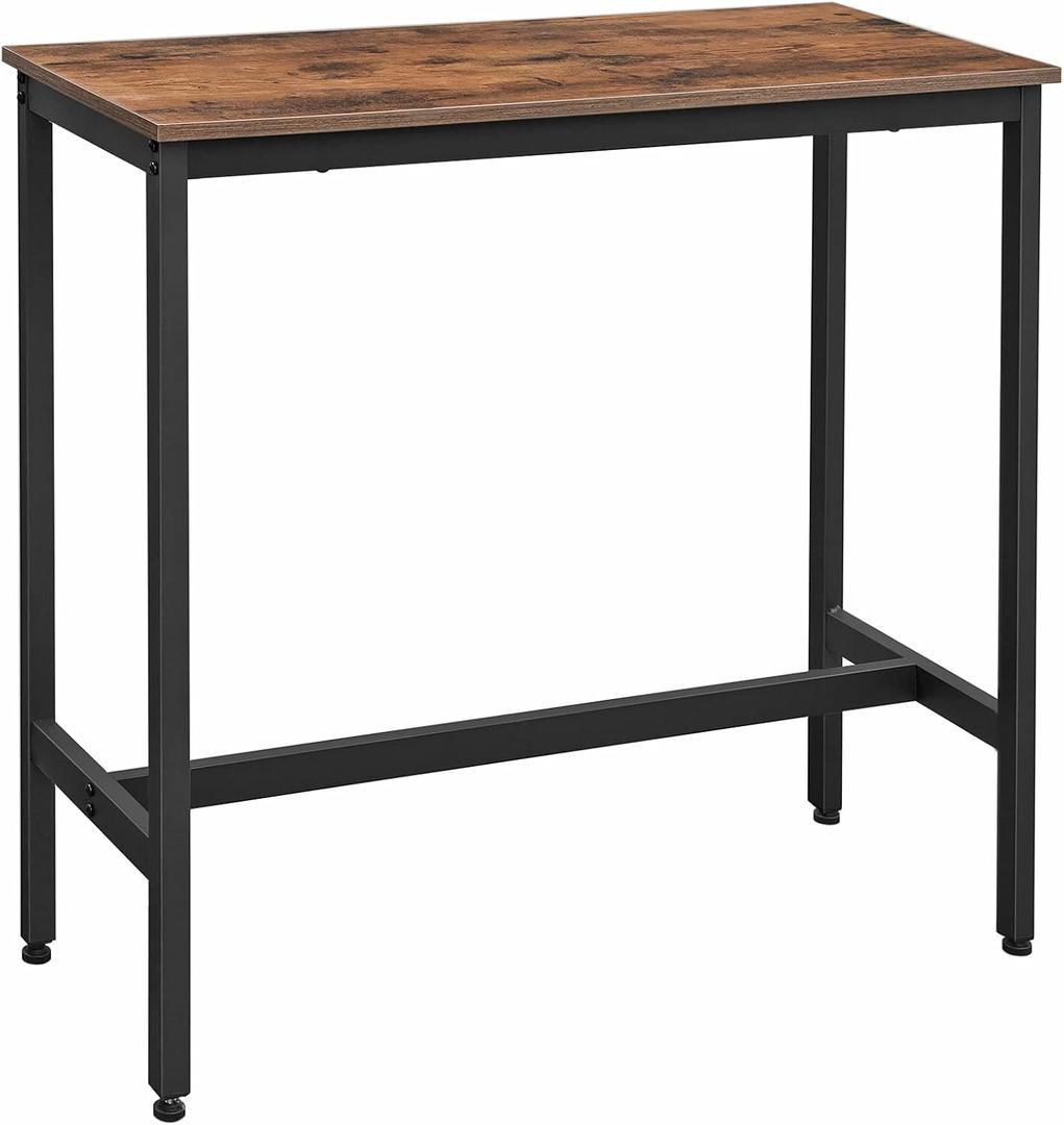 VASAGLE Bar Table, Kitchen Dining Table, High Top Pub Table, Bar Height Cocktail Table for Living Room Party, Sturdy Metal, 15.7 x 39.4 x 35.4 Inches for Narrow Spaces, Rustic Brown and Ink Black