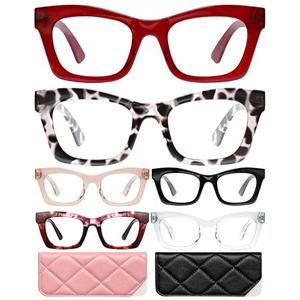CCVOO 2.0 Stylish Reading Glasses for Women, Stylish Eyeglasses, Blue Light Readers for Women, Cheaters, (A7 Runway Rouge)