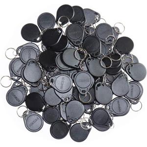 100PCS 125KHz RFID Key Fob Contactless Keyfob Proximity ID Card Token Tag Keypad Card for Door Lock Entry Access Control System Wholesale Read Only (Black)