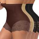 Women's High Waisted Underwear, Ladies Panties with Lace, Comfortable Briefs, 4 Pack (XXL)