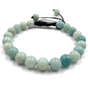 AAA BLUE AMAZONITE Natural Healing Power Gemstone Crystal Beads Unisex Adjustable Macrame Bracelets 8mm