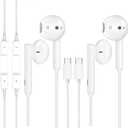 2 Pack Earbuds Headphones Earphones Wired [MFI Certified] USB C Microphone Call Volume Control Noise Isolating Compatible with iPhone 15 Pro Max/15 Pro/15 Plus/15/Samsung S23 Ultra S22+ S21
